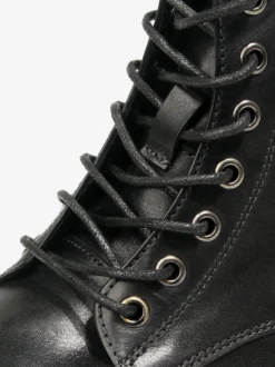 Bottines pour hommes en cuir véritable bout rond lacets