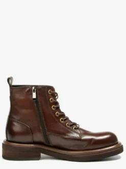Bottines pour hommes en cuir véritable bout rond lacets