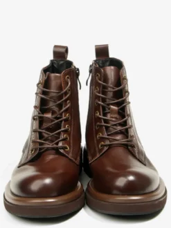 Bottines pour hommes en cuir véritable bout rond lacets