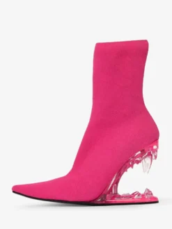 Bottines roses élastiques à bout pointu et talon élastique