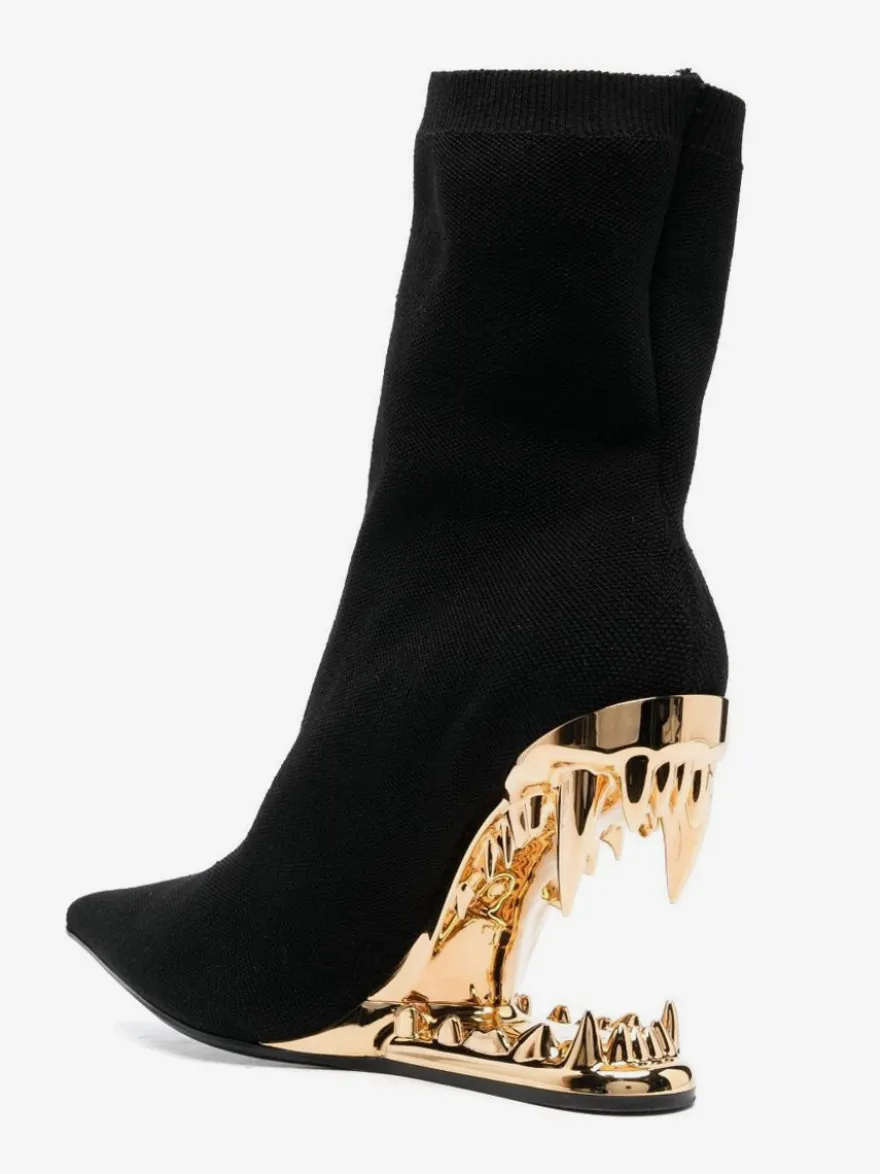 Bottines roses élastiques à bout pointu et talon élastique