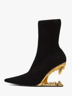 Bottines roses élastiques à bout pointu et talon élastique