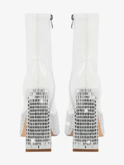 Bottines à strass noirs à plateforme bout rond bottines à talons épais