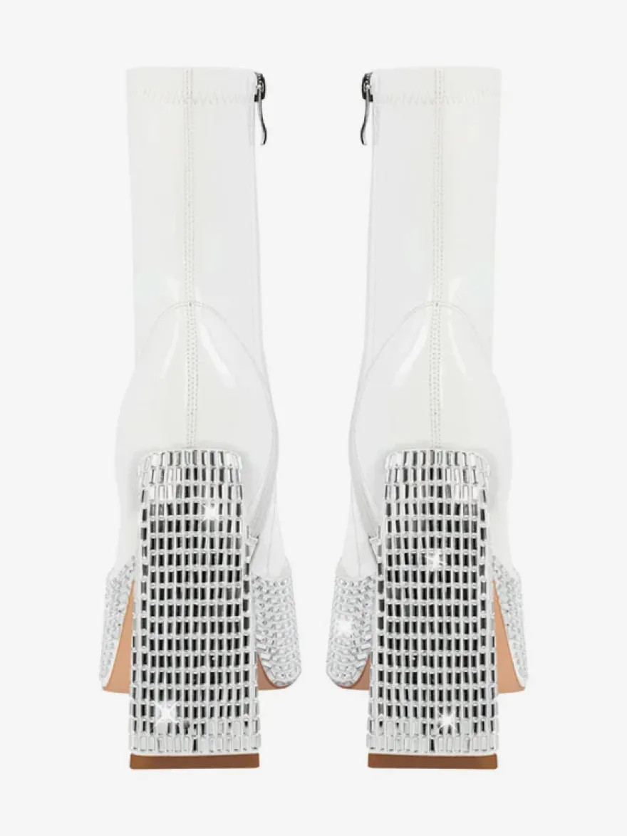 Bottines à strass noirs à plateforme bout rond bottines à talons épais