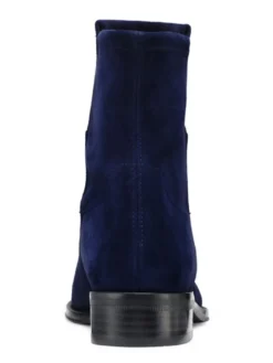Bottines à talon plat en daim bleu foncé