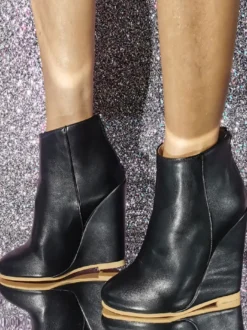 Bottines À Talons Compensés À Bout Rond Chaussures Pour Femmes Bottines