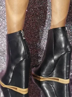 Bottines À Talons Compensés À Bout Rond Chaussures Pour Femmes Bottines