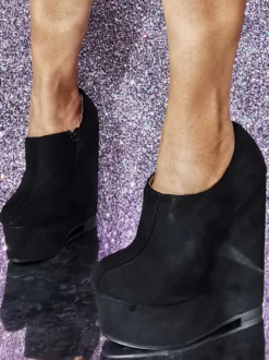 Bottines À Talons Compensés À Bout Rond Chaussures Pour Femmes
