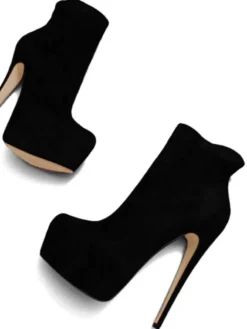 Bottines à talons hauts Bottines rouges à plateforme zippées pour femmes