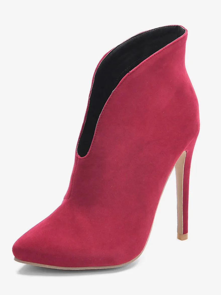 Bottines à talons hauts et bout pointu en daim pour femmes