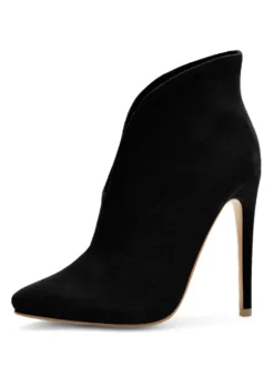 Bottines à talons hauts et bout pointu en daim pour femmes