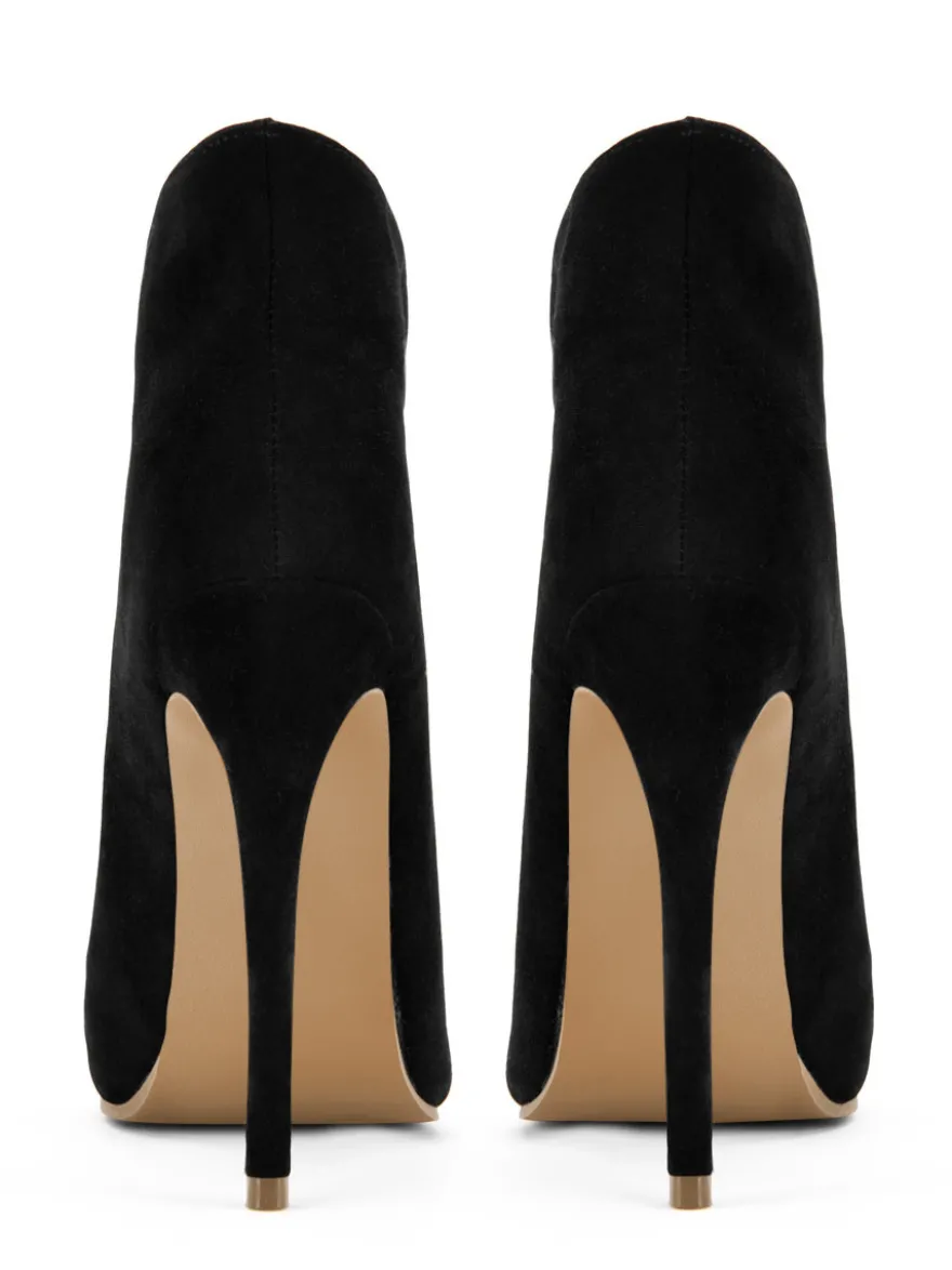 Bottines à talons hauts et bout pointu en daim pour femmes