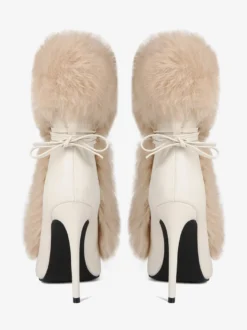 Bottines à talons hauts et bout pointu en fausse fourrure pour femme
