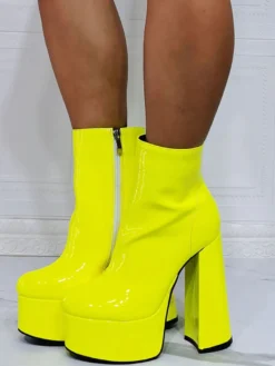 Bottines à Talons Hauts Femme avec Bout Pointu en Cuir Synthétique Unicolore