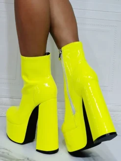 Bottines à Talons Hauts Femme avec Bout Pointu en Cuir Synthétique Unicolore