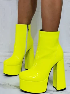 Bottines à Talons Hauts Femme avec Bout Pointu en Cuir Synthétique Unicolore