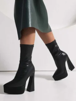 Bottines à Talons Hauts Femme avec Bout Rond Imprimés Bicolores