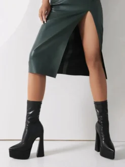 Bottines à Talons Hauts Femme avec Bout Rond Imprimés Bicolores