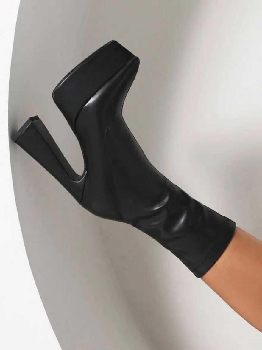 Bottines à Talons Hauts Femme avec Bout Rond Imprimés Bicolores