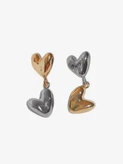 Boucle d'oreille bicolore en forme de cœur pour femme 2026