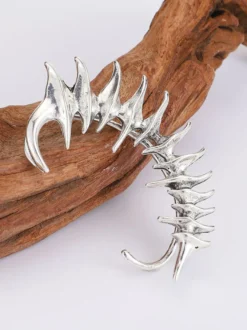 Boucle d'oreille en forme d'arête de poisson motif squelette manchette d'oreille sans perçage