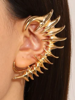 Boucle d'oreille en forme d'arête de poisson motif squelette manchette d'oreille sans perçage
