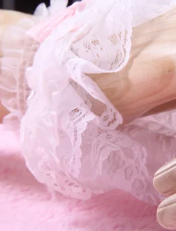 Boucles blanches dentelle Lolita synthétiques gants Déguisements Halloween