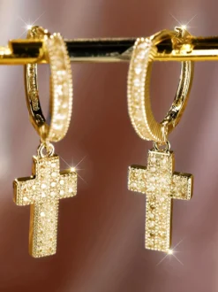 Boucles d'oreilles croix en or pour adulte style western décontracté bijou du quotidien