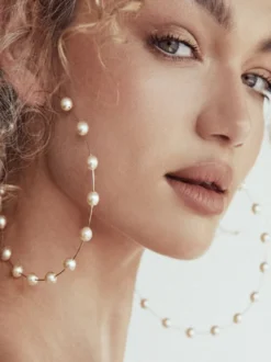 Boucles d'oreilles créoles en perles exagérées pour femmes 2026