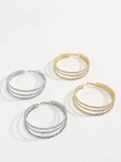Boucles d'oreilles créoles à plusieurs niveaux pour femmes 2026