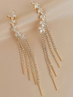 Boucles d'oreilles de mariage Strass Fille Strass Bijoux de mariée percés