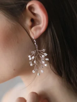 Boucles d'oreilles de mariage bijoux de mariage argent perle