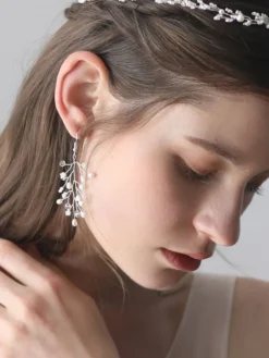 Boucles d'oreilles de mariage bijoux de mariage argent perle