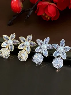 Boucles d'oreilles de mariage en métal et diamant Bijoux de mariage percés