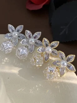Boucles d'oreilles de mariage en métal et diamant Bijoux de mariage percés