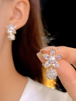 Boucles d'oreilles de mariage en métal et diamant Bijoux de mariage percés