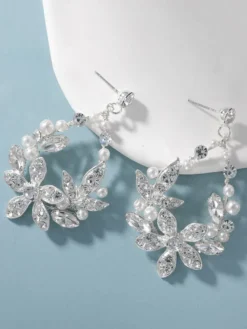 Boucles d'oreilles de mariage en strass et métal percé bijoux de mariée
