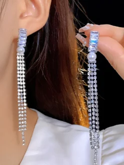 Boucles d'oreilles de mariage en métal et diamant Bijoux de mariage percés