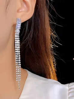 Boucles d'oreilles de mariage en métal et diamant Bijoux de mariage percés