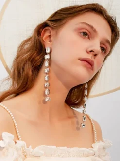 Boucles d'oreilles de mariée en métal pour femmes bijoux de mariage percés