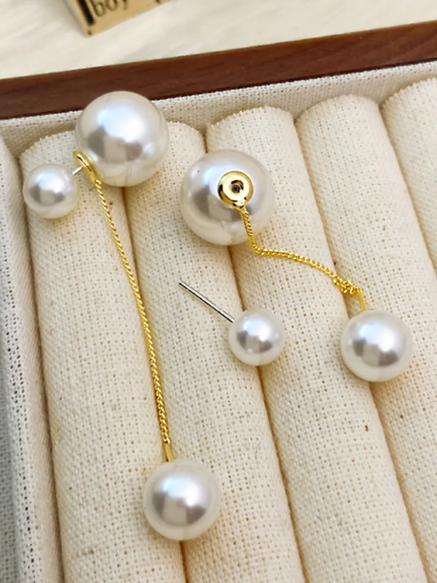 Boucles D'Oreilles De Mariée Imitation Perle Métal Percé Bijoux De Mariée