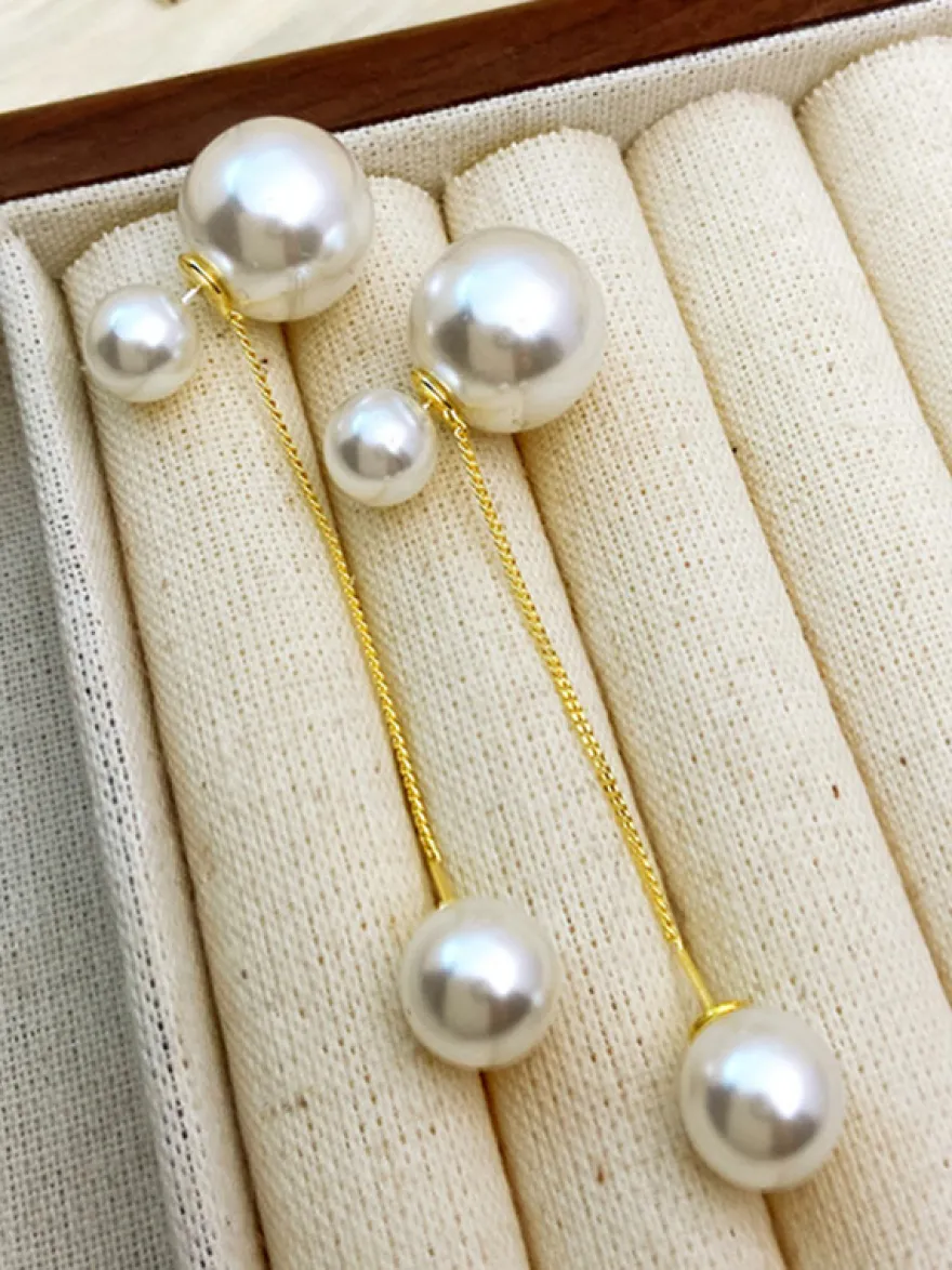 Boucles D'Oreilles De Mariée Imitation Perle Métal Percé Bijoux De Mariée