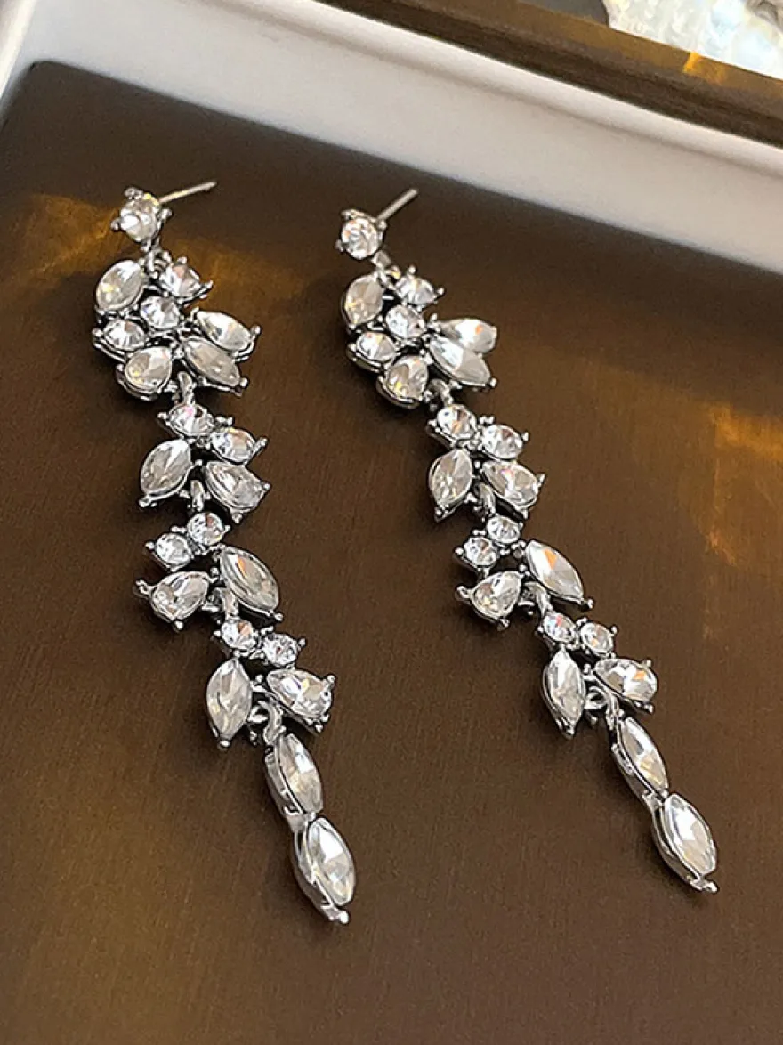 Boucles d'oreilles de mariée Strass Fille Strass Bijoux de mariée percés