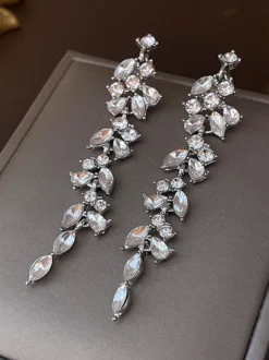Boucles d'oreilles de mariée Strass Fille Strass Bijoux de mariée percés