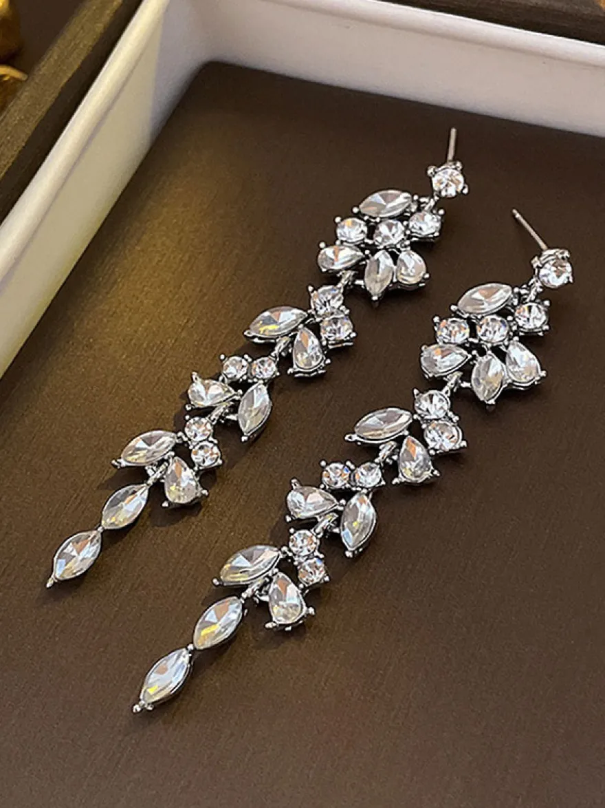 Boucles d'oreilles de mariée Strass Fille Strass Bijoux de mariée percés