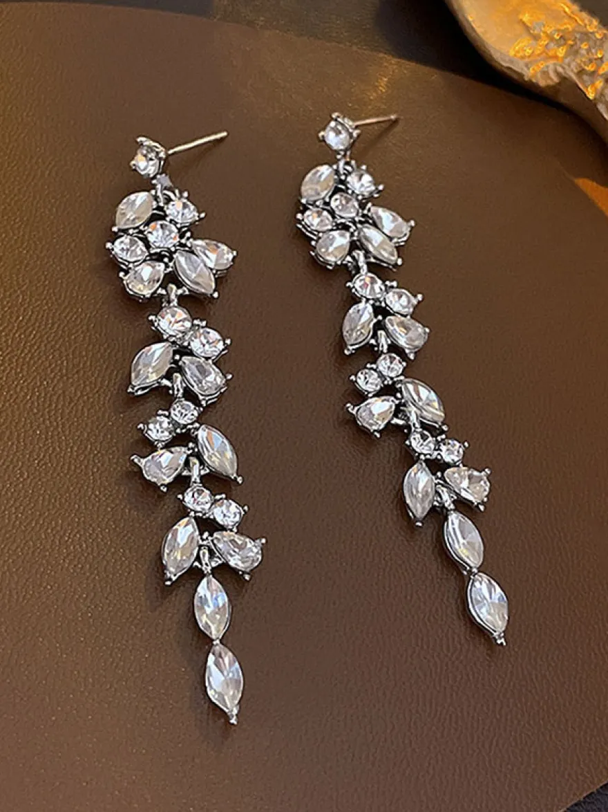 Boucles d'oreilles de mariée Strass Fille Strass Bijoux de mariée percés