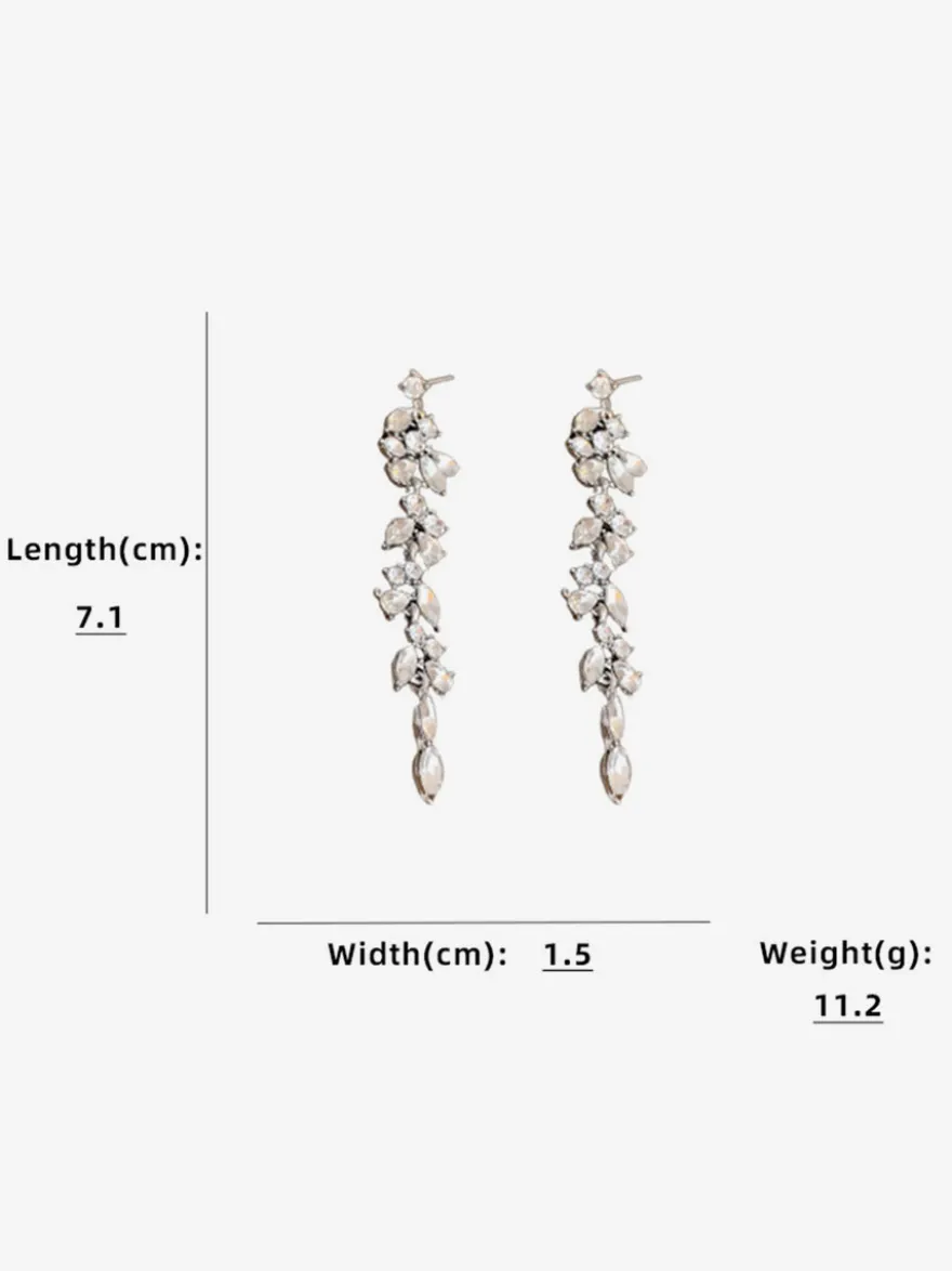 Boucles d'oreilles de mariée Strass Fille Strass Bijoux de mariée percés