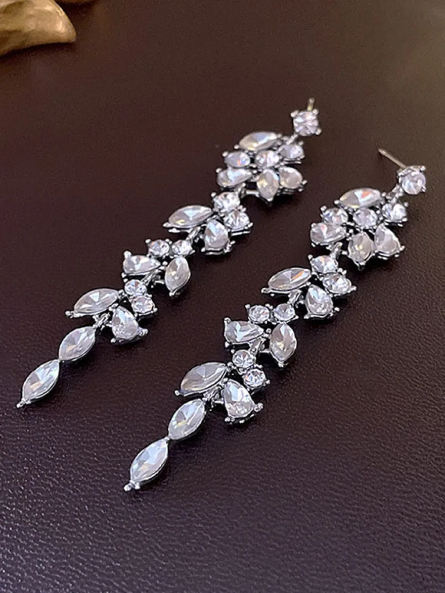 Boucles d'oreilles de mariée Strass Fille Strass Bijoux de mariée percés