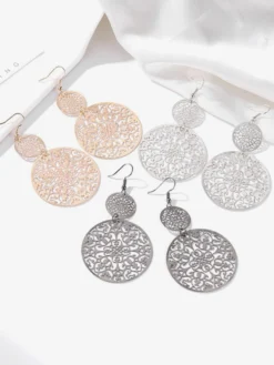 Boucles d'oreilles à disque creux vintage pour femmes 2026