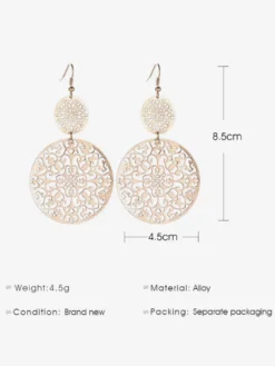 Boucles d'oreilles à disque creux vintage pour femmes 2026